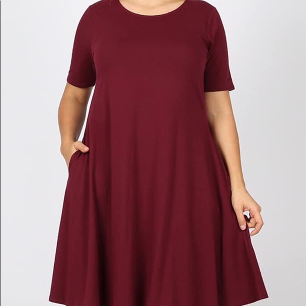Swoop Neck Dress with Pockets